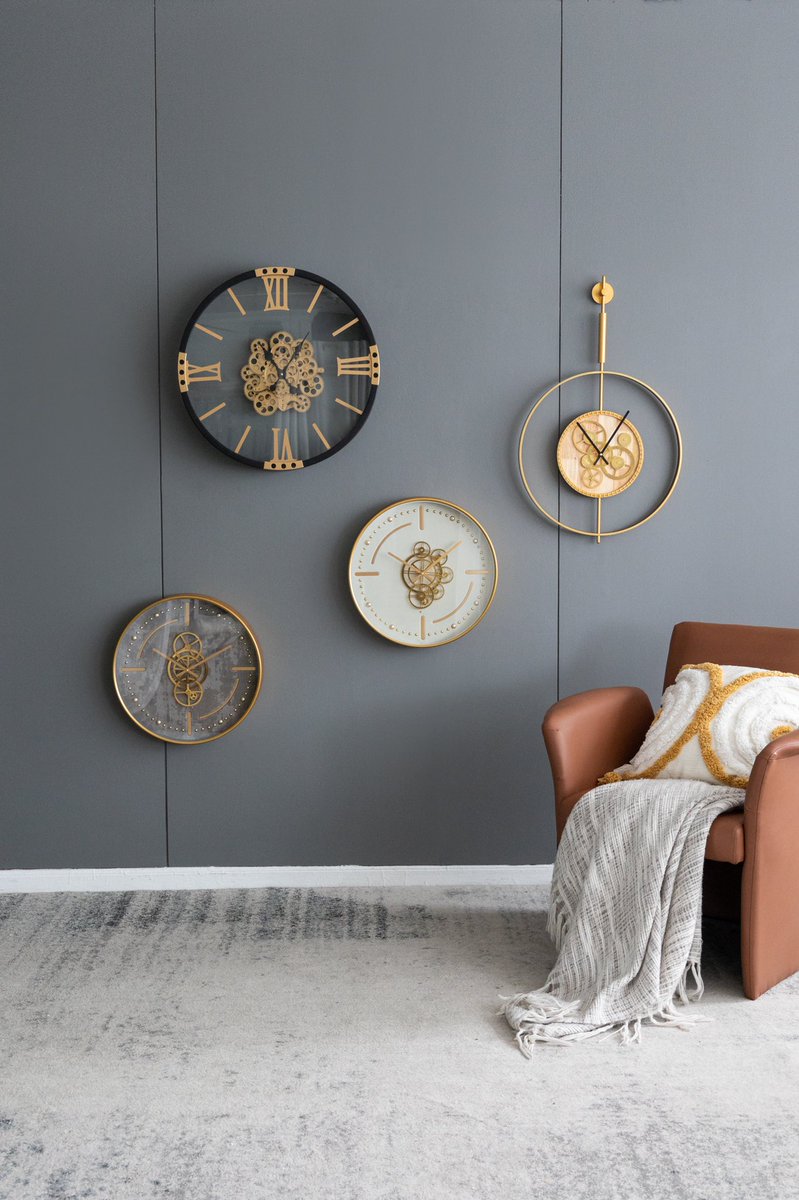 evergreendecor's tweet photo. By replacing traditional numerals with an artistic combination of lines and dots, and displaying elongated hands over intertwining gears, this clock makes for a unique accent to your home decor. https://t.co/lJ9FUa8P42