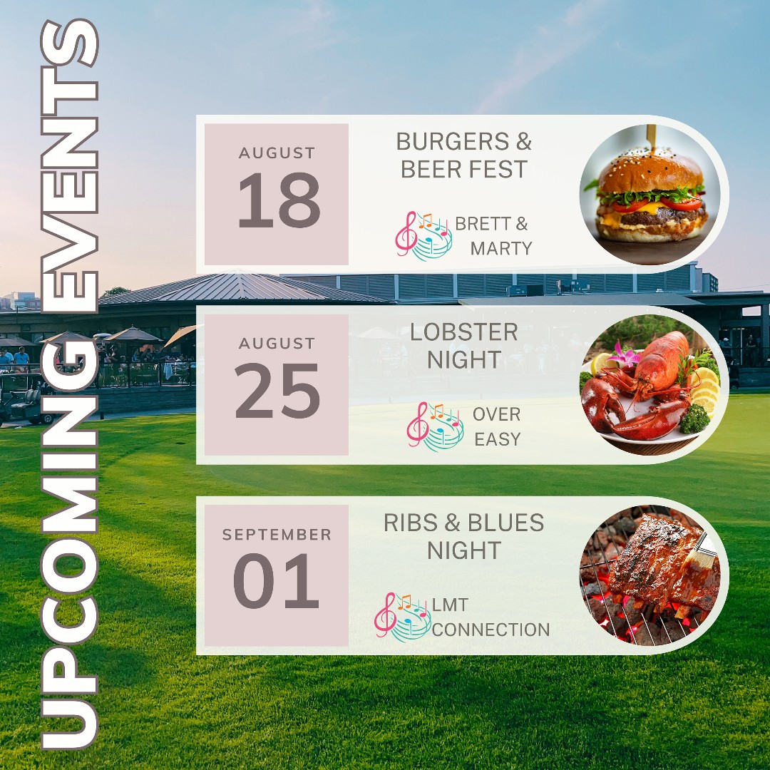 stcgcc's tweet photo. We have a full slate of social events at the Club!
🍔 Aug 18- Burgers & Beer Fest
🦞 Aug 25- Lobster Night*
🎷 Sep 1- Ribs & Blues Night
Contact Melissa for details catering@stgcc.com
#stcgcc #clubdining #stcgccsummer https://t.co/j2qoew9vi2