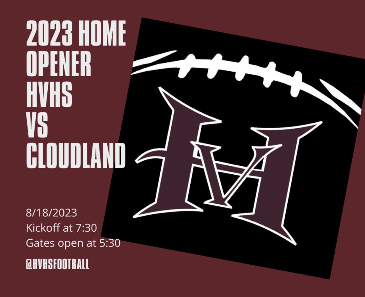 HVHSFootball's tweet photo. TODAY IS THE DAY!! Football on the hill tonight at 7:30. Gates open at 5:30. See you there! https://t.co/lvh3qSsmHf