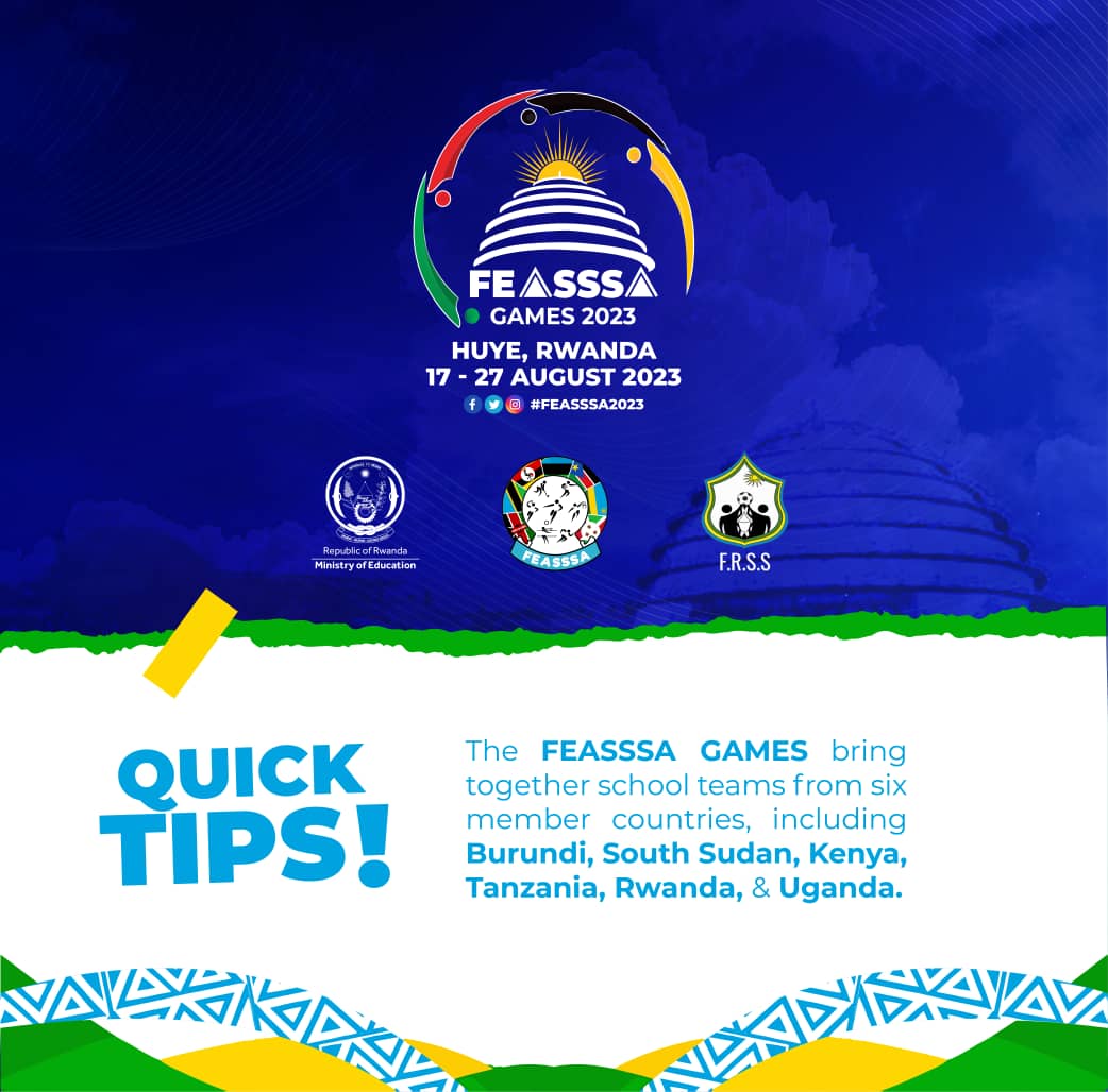 RCBrwanda's tweet photo. #MeetInRwanda

The 20th edition of the FEASSA games begins this Saturday in Huye &amp; Gisagara districts. 

2,924+ athletes will compete in 13 sports disciplines including football, basketball, netball, handball, rugby, hockey and more.

#FEASSA2023 https://t.co/DTBmTmt7ac