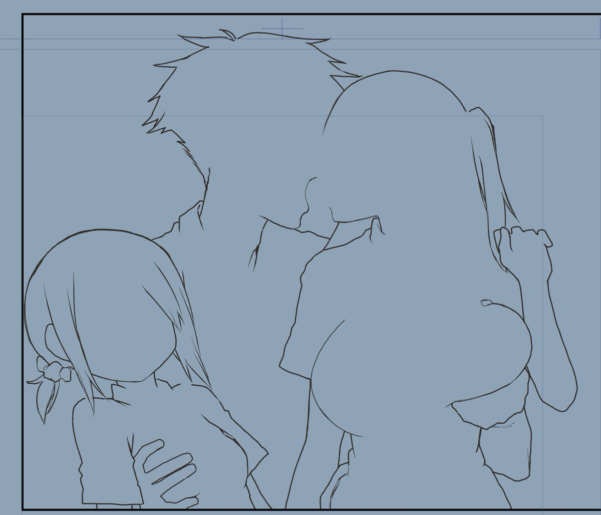 今自分が試してみてるペン入れのやり方です(下書きレイヤーは非表示にしています)
1枚目のようにまずざっくりとアウトラインをやや太めの線で描き、その後2枚めのように内部を外側よりやや細めの線で書き込んでいっています 最後瞳HLとか斜線とかやって線画完成 