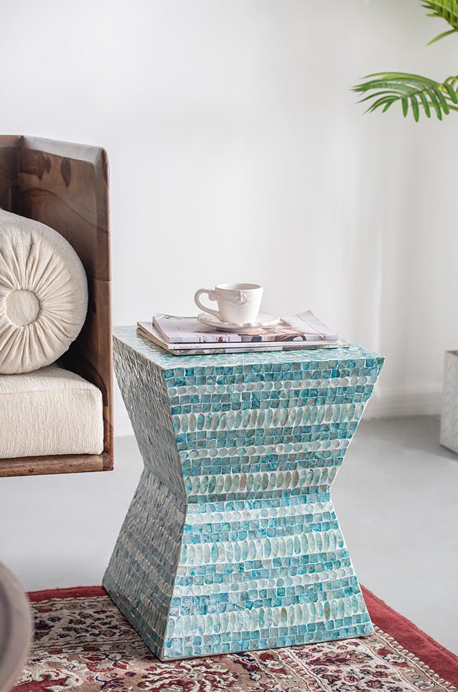 evergreendecor's tweet photo. The angular build of this square pedestal stool features an exquisite linear design and Capiz inlay, a beautiful addition to a foyer or living room. Wider at the base and at the top, the accent piece achieves a balance thats attractive and useful. https://t.co/NFoJVKMUKN