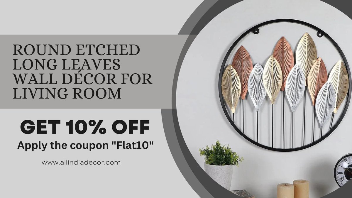 AllIndiaDecor's tweet image. Our handcrafted round etched long leaves wall décor brings a touch of elegance and artistry to your space. Each piece tells a unique story of craftsmanship. #Allindiadecor #Onlineshopping #ArtistryInMetal #NatureInspiredDecor #HandcraftedElegance