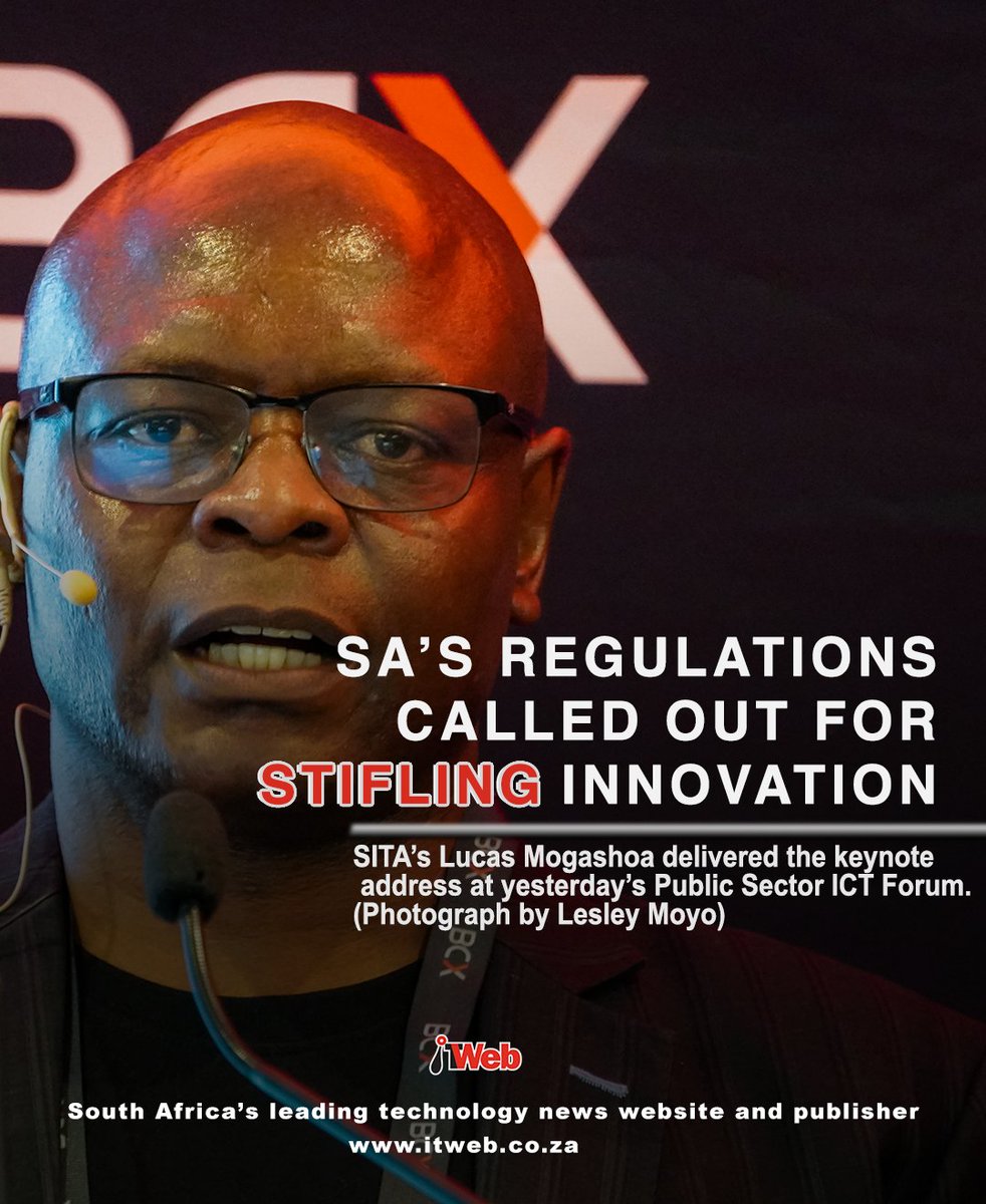 ITWeb's tweet image. South Africa’s stifling regulatory framework reared its ugly head once again at yesterday’s instalment of the Public Sector ICT (PSICT) Forum.
itweb.co.za/content/5yONP7…
#Governanceriskandcompliance #PublicSectorICTForum #PSICTForum #BCX #Brainstorm #StateITAgency #SITA