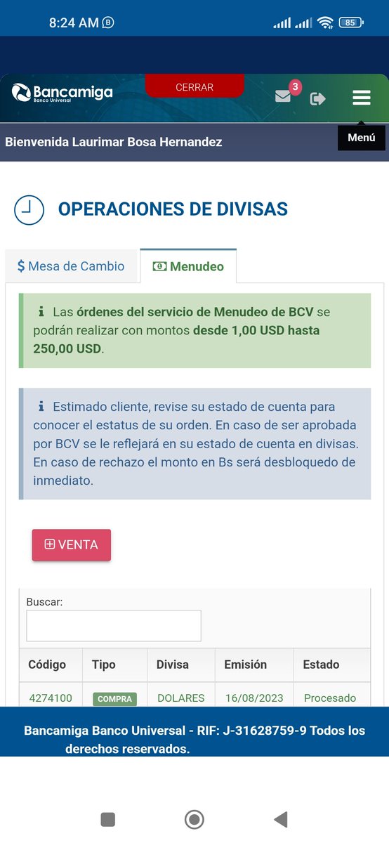 lau2789's tweet photo. @bancamiga Dos días que no habilitan la compra por menudeo. https://t.co/46Re4uAp6z