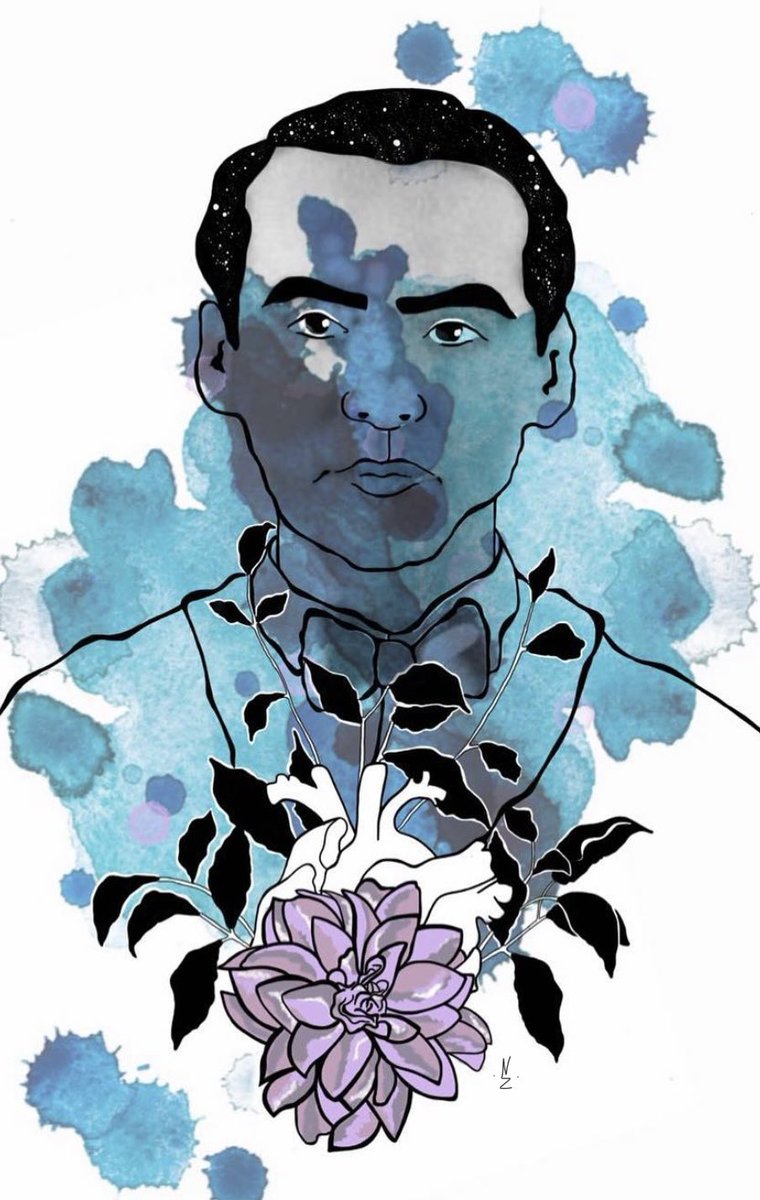 NZalbidea's tweet photo. “Esta luz, este fuego que devora.
Este paisaje gris que me rodea.
Este dolor por una sola idea.
Esta angustia de cielo, mundo y hora”. 

#garcialorca #naiarazalbidea #illustration #FedericoGarciaLorca https://t.co/c5nDZGmWRg