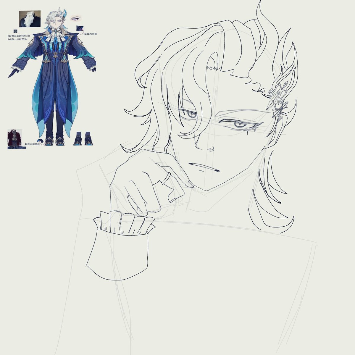 Alex50701682's tweet photo. Neuvillette WIP, gonna take a while 

#Neuvillette #Fontaine #GenshinImpact #Genshin #digitalart #DigitalArtist #digitalartwork #art #WIP #drawingart https://t.co/AI8kZjRRIf