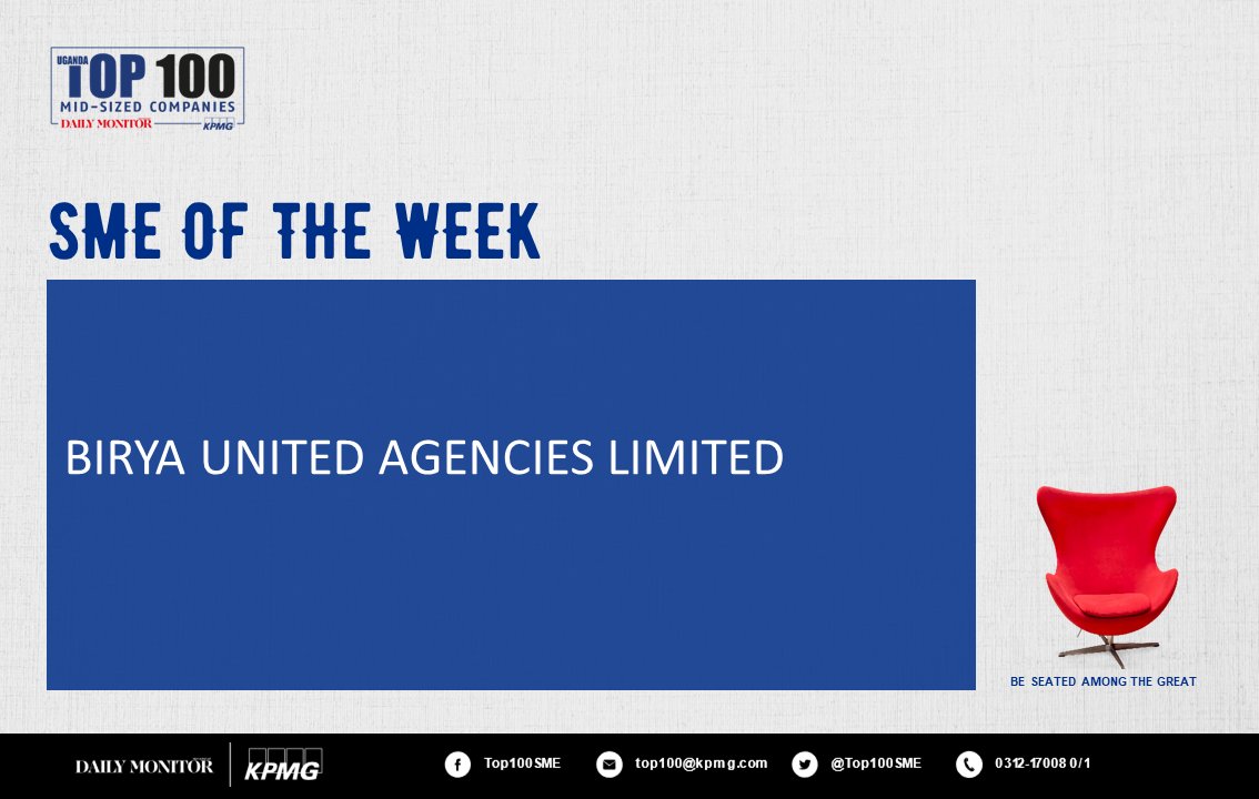 <a href="/BiryaUnited/">Birya United Agencies Ltd</a> started in 2003 and is engaged in agricultural value chains for mainly cereals and pulses with experience in agribusiness. The company is a 2022 Uganda Top100 Winner. Learn about their story here shorturl.at/yGWXY