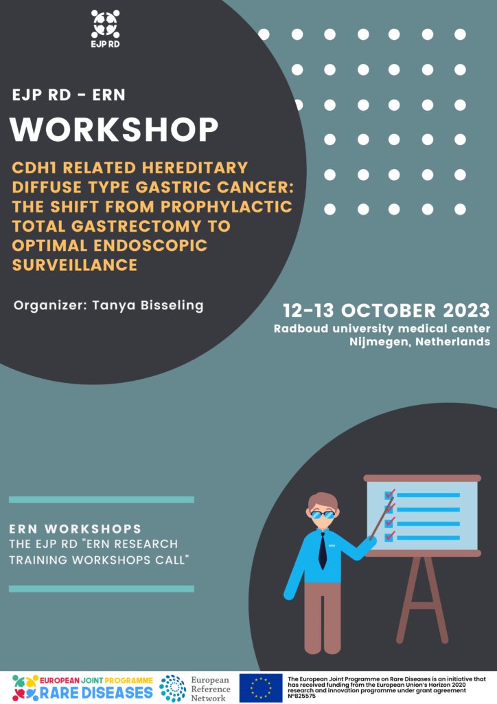 LAST REMAINING PLACES for our FREE #EJPRD ERN workshop on CDH1 related hereditary diffuse type gastric cancer!
📍 Nijmegen, Netherlands
📅12-13 October 2023
🚨Registration deadline: 31 August 2023
ℹ️Registration &amp; more information: ejprarediseases.org/event/ejp-rd-e…
