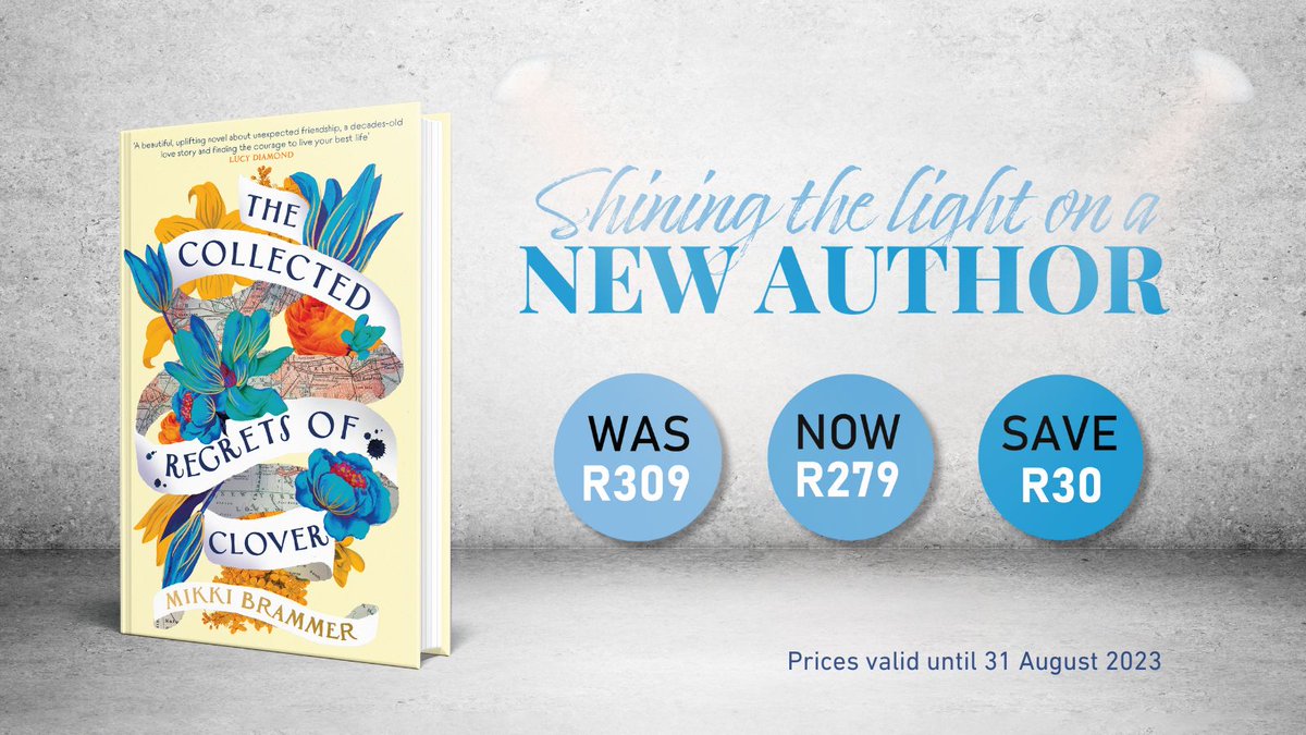 Bargain Books (@bargainbookssa) on Twitter photo Debut of the Month!
When Clover meets Claudia who has one last wish, sending her on a new adventure.
Will Clover remember how to live again?
<a href="/PenguinBooksSA/">@PenguinBooksSA</a> <a href="/mikkibrammer/">Mikki Brammer</a> Debut of the Month!
When Clover meets Claudia who has one last wish, sending her on a new adventure.
Will Clover remember how to live again?
<a href="/PenguinBooksSA/">@PenguinBooksSA</a> <a href="/mikkibrammer/">Mikki Brammer</a>