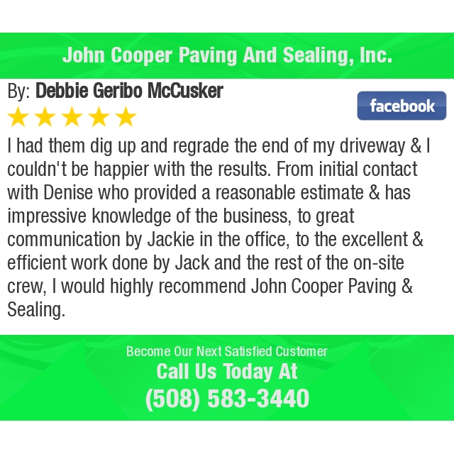 Cooperpaving's tweet image. 5 Star: Debbie G. "I had them dig up and regrade the end of my driveway &amp;amp; I couldn't..." facebook.com/cooperpavingan…