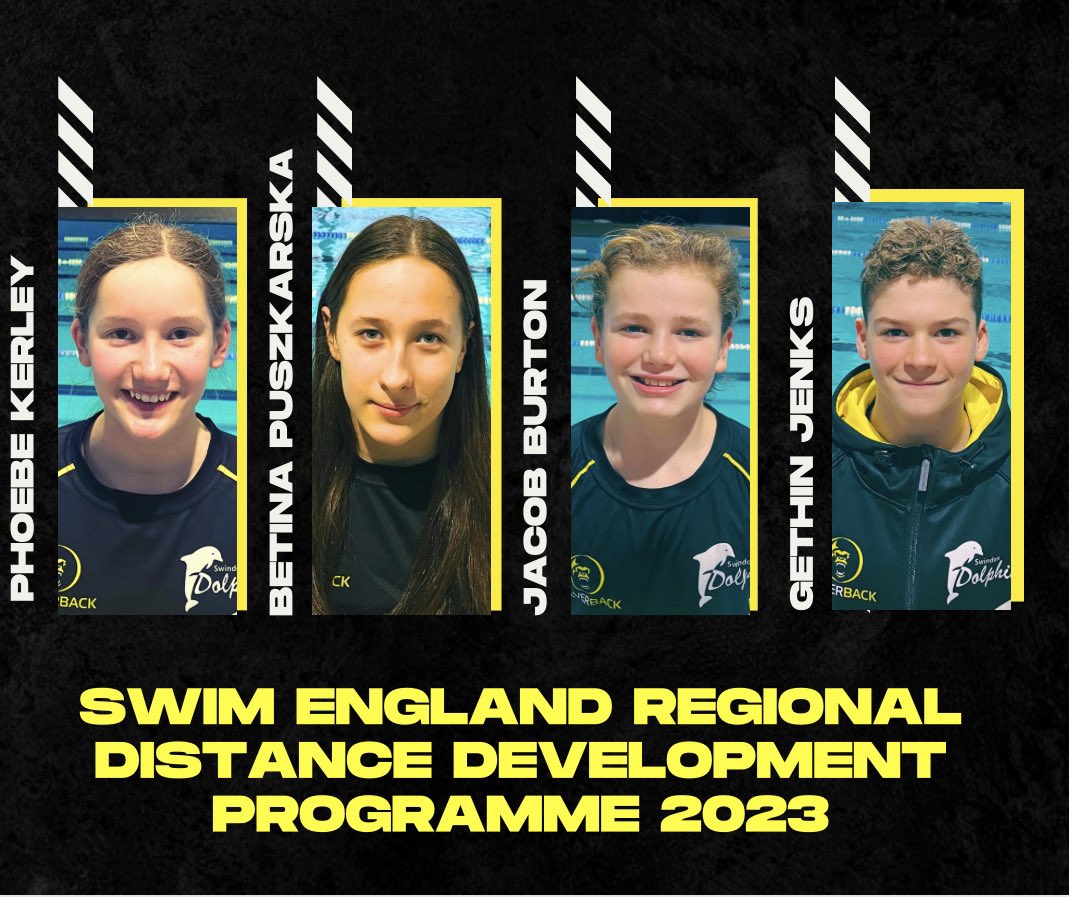 Swindon Dolphin ASC (@swindondolphin) on Twitter photo Congratulations to Phoebe Kerley, Betina Puszkarska, Jacob Burton and Gethin Jenks who have all been selected for the <a href="/Swim_England/">Swim England</a> Regional Distance Development Programme 2023. Congratulations to Phoebe Kerley, Betina Puszkarska, Jacob Burton and Gethin Jenks who have all been selected for the <a href="/Swim_England/">Swim England</a> Regional Distance Development Programme 2023.