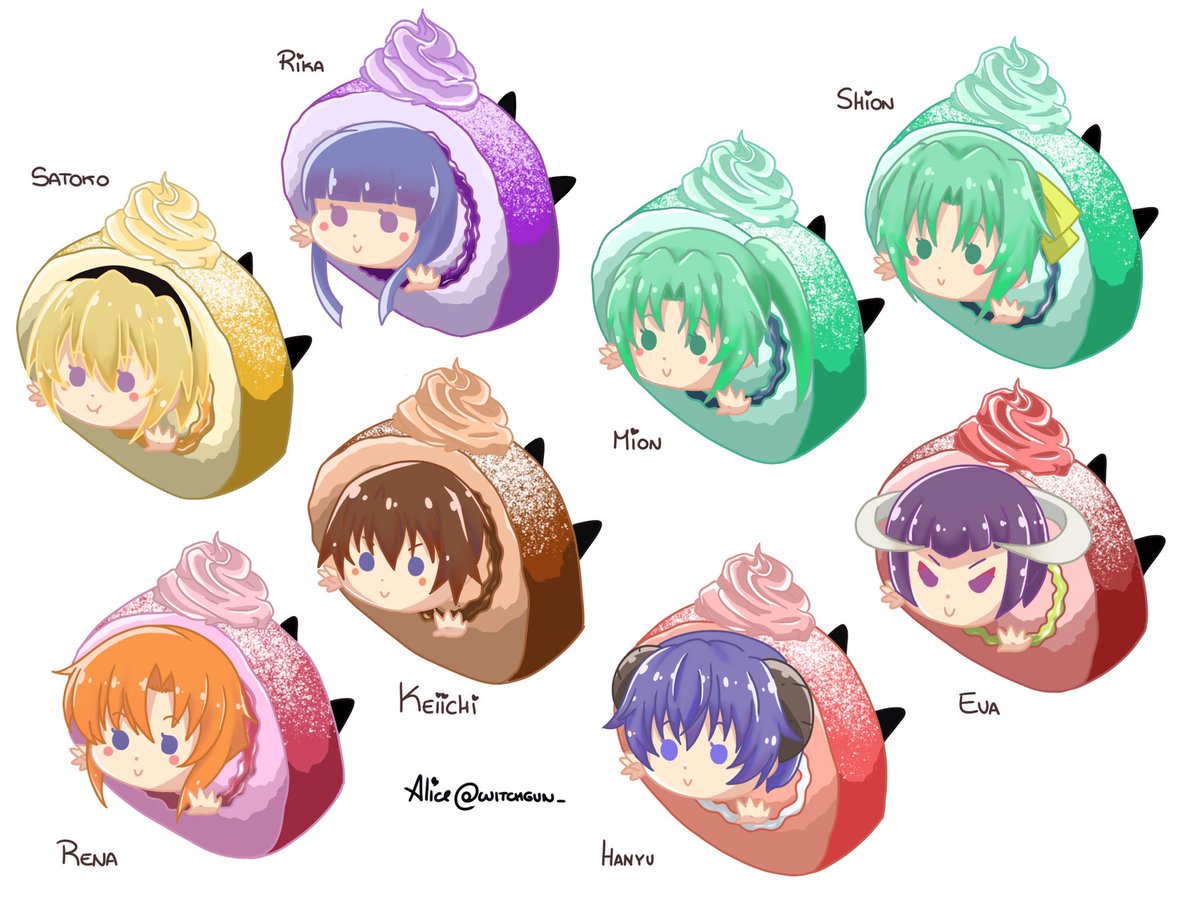 WitchGun_'s tweet photo. I want to eat them all🧁💜
I was thinking it would be cool to make them into keychains🤧
#Higurashi https://t.co/kT8R09l6Re