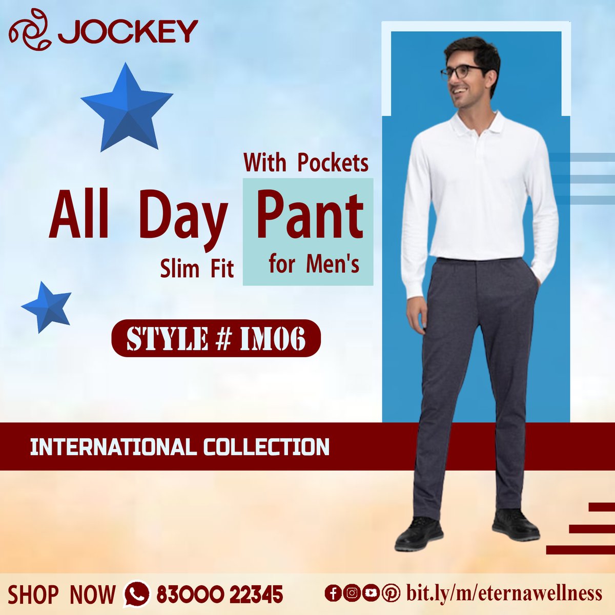 All Day Pant for Mens. Shop Now : bit.ly/m/eternawellne…

#jockeyformens
#jockeyalldaypants
#officialpant
#mensfashion
#menscollection
#eternawellnesspudurmadurai
#shopping