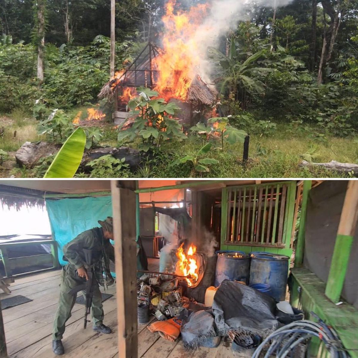 En el marco de la #OperacionAutana2023 cumpliendo misiones de seguridad y patrullaje en el sector denominado “Caño El Diablo” en el Parque Nacional Yapacana del estado Amazonas, fueron  desmanteladas y destruidas seis (06) estructuras y edificaciones usadas como campamentos de