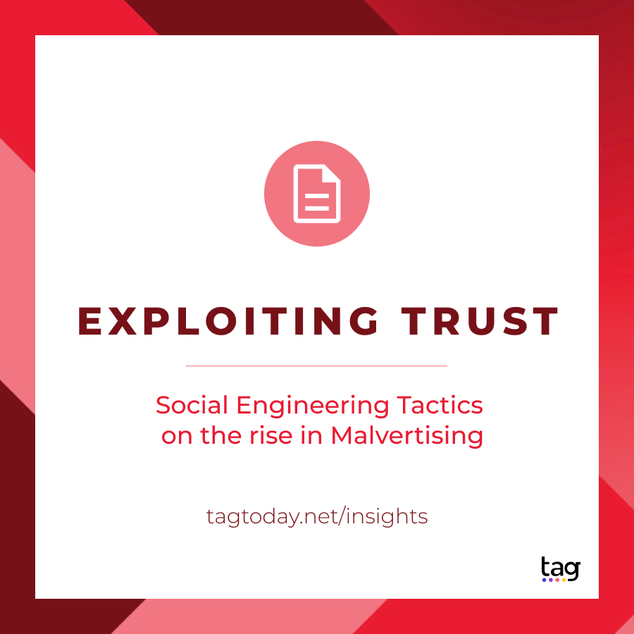 tag_today's tweet photo. The latest paper from our Threat Intelligence team: Exploiting Trust: Social Engineering Tactics on the Rise in Malvertising.
Download your copy here π https://t.co/yKbI1T5j8Y
#ThreatIntelligence #ThreatSharing #SocialEngineering #Digital #Advertising https://t.co/sU6afKnlGv