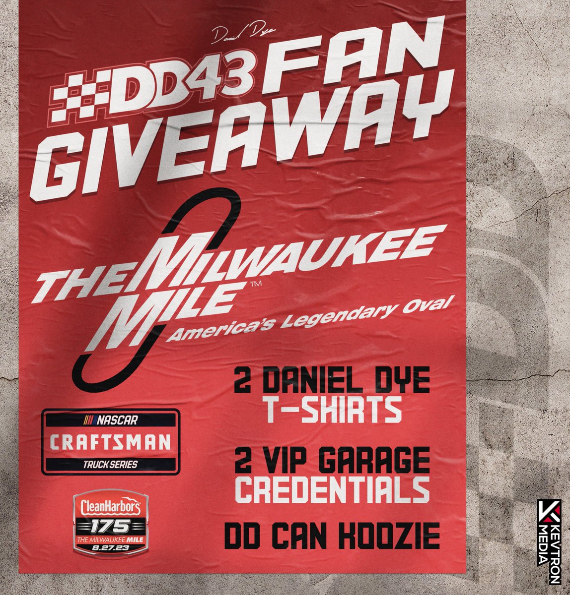 danieldye43's tweet photo. 𝐆𝐈𝐕𝐄𝐀𝐖𝐀𝐘: 𝘍𝘰𝘭𝘭𝘰𝘸 + 𝘙𝘦𝘱𝘰𝘴𝘵 + 𝘓𝘪𝘬𝘦

The ultimate behind-the-scenes giveaway for two DD43 fans at Milwaukee, on Aug. 27! Tag a friend for an added entry. Good luck! https://t.co/0lrQ4nOpgx