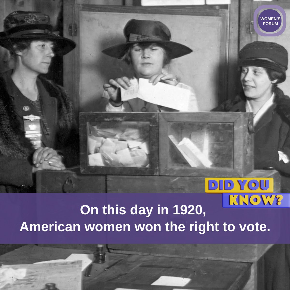 Did you know that #OnThisDay in 1920, American women won the right to vote? 🗳️ While we celebrate this milestone, let's also acknowledge that there's still much work to be done to achieve true equality. Let us use this day to reflect on progress made!