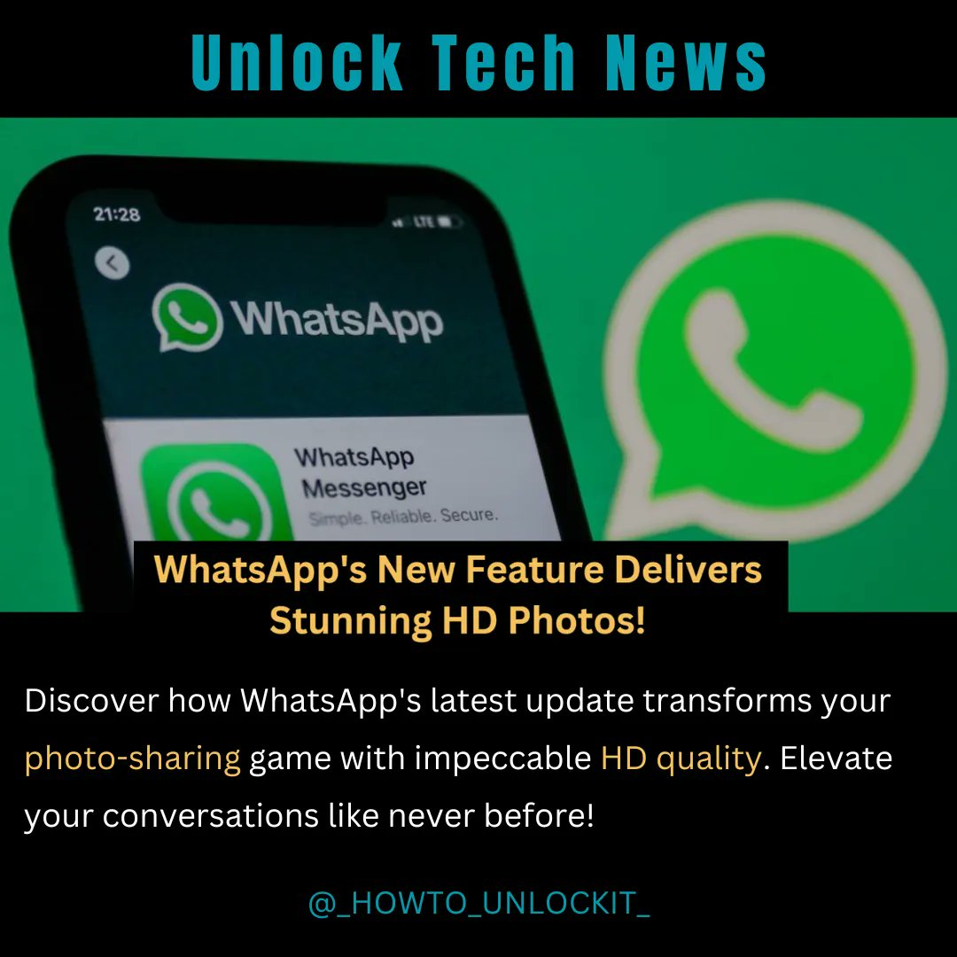 'Say goodbye to pixelated pics! WhatsApp's HD photo sharing is a game-changer'. 📸✨ 'Chatting just got a visual upgrade! Explore the crystal-clear world of HD photos on WhatsApp'. 🌟📷
#hdPhotos #tech #news #whatsapp #whatsappupdate #feature