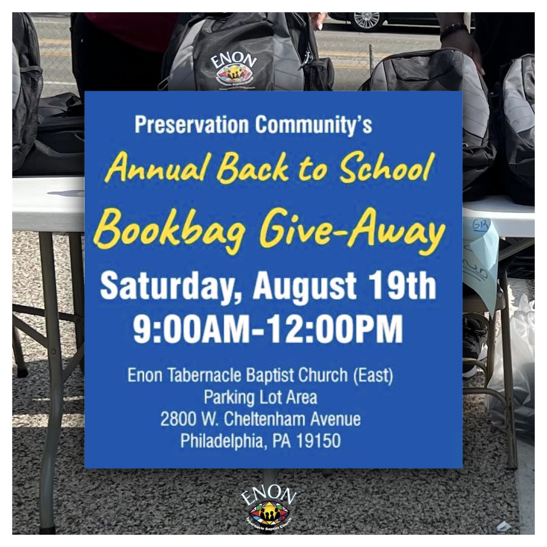Are you ready? Our Annual Back-to-School Bookbag Giveaway is tomorrow, August 19 at Enon East. See you there!