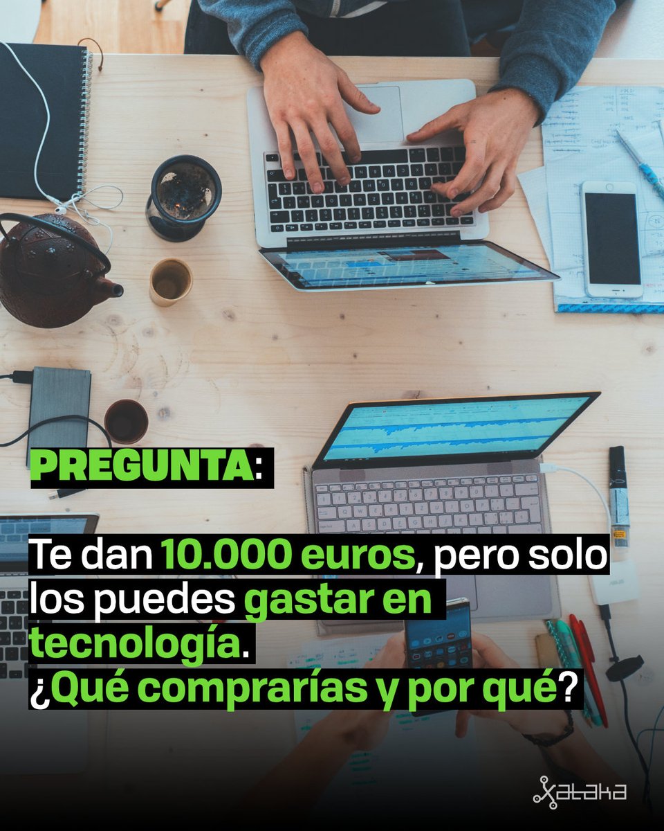xataka's tweet photo. La pregunta de la semana es...

💡Si te dieran 10.000 euros, pero solo los pudieras
gastar en tecnología, ¿qué te comprarías y por qué?

¡Te leemos! 💭 https://t.co/kZ0HWhUHIx