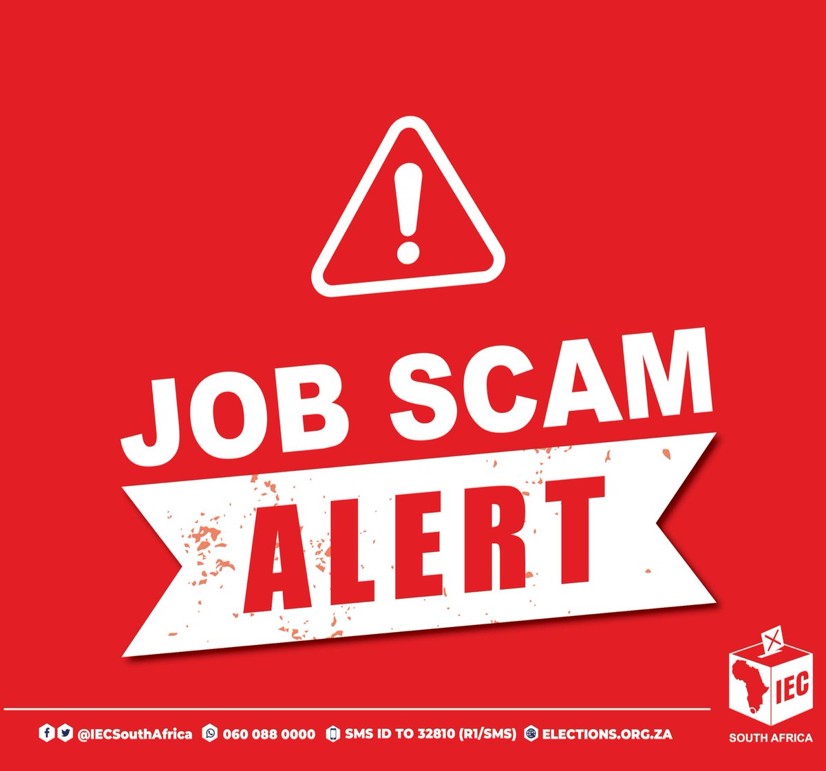 Beware of scammers posing as the IEC! They are using deceptive tactics, including fake job postings, to exploit unsuspecting applicants. For legitimate job listings, visit the official IEC website at: elections.org.za/pw/About-Us/Br…. RT this message with friends and family.