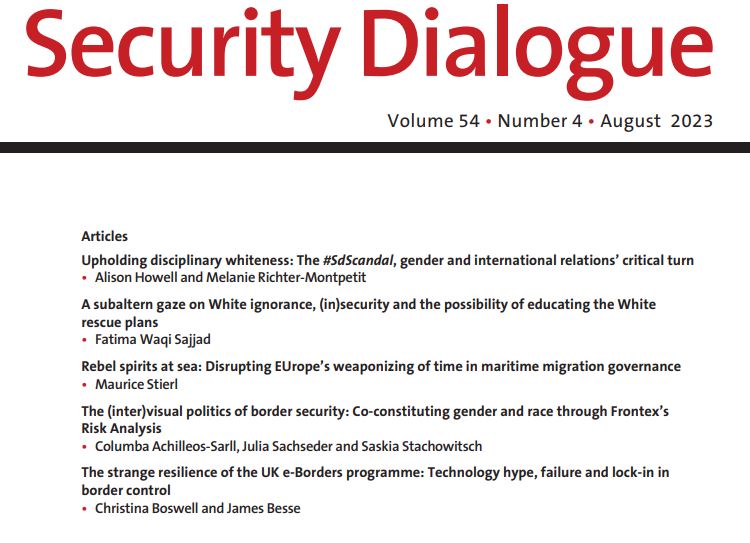 The August issue of @SecDialogue, now out, features two new articles on Whiteness, race and racism and no less than three articles on migration and border security in the EU. Go explore: journals.sagepub.com/toc/SDI/current