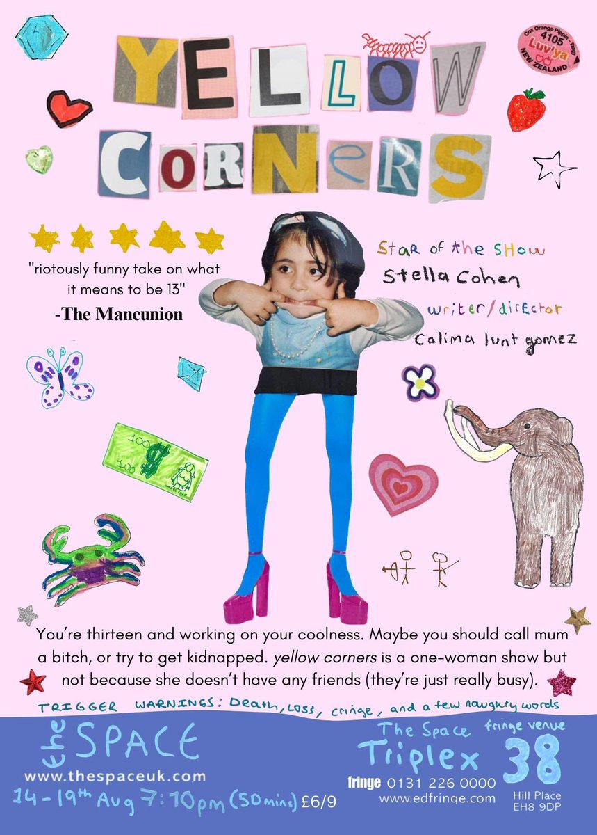 yellowcornersef's tweet photo. @Lewis_C_Baird come see us!

yellows corners is about being 13, debating the pros of kidnapping, hanging out with mammoths, setting sims on fire and a deep dislike of casseroles.

we’ve had over 220 people in our first four days and some great audience responses (but no official reviews yet!) https://t.co/W3rYUPn7fd