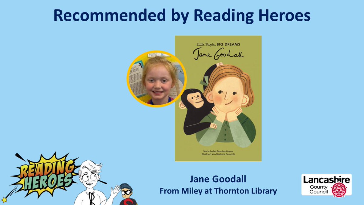 LancsLibraries's tweet image. Another great recommendation from a Reading Hero!
Miley at #ThorntonLibrary is now an expert on Jane Goodall!
Find it on our catalogue
prism.librarymanagementcloud.co.uk/lancashire/ite…
#LancsReadingHeroes #LancsSummerFun