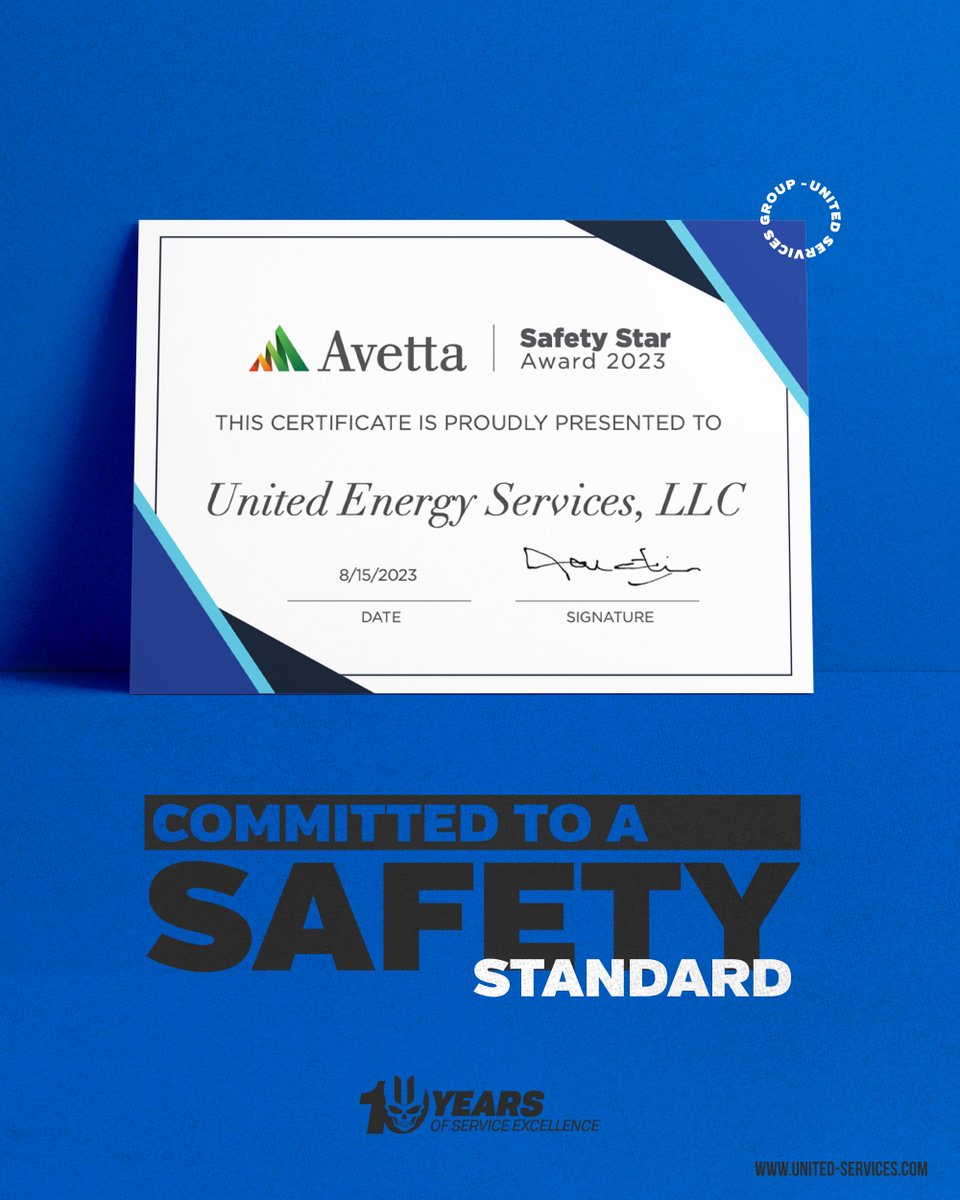 UntdSrvcsGroup's tweet photo. We are committed to daily safety excellence.  We are proud to announce we have received the Avetta Safety Star Award for 2023.

#CompanyNews #SafetyExcellence https://t.co/eCIYMZ60Ru