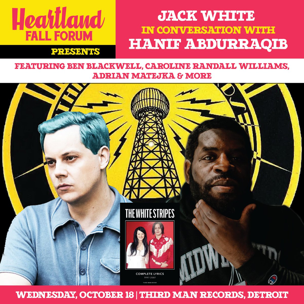 🤩 Join us for this exclusive and unbelievable event the opening night of Heartland! Multi-Grammy Winning Musician Jack White in conversation with NYT Bestselling Author &amp; Cultural Critic Hanif Abdurraqib. Register today to see this amazing duo and more!