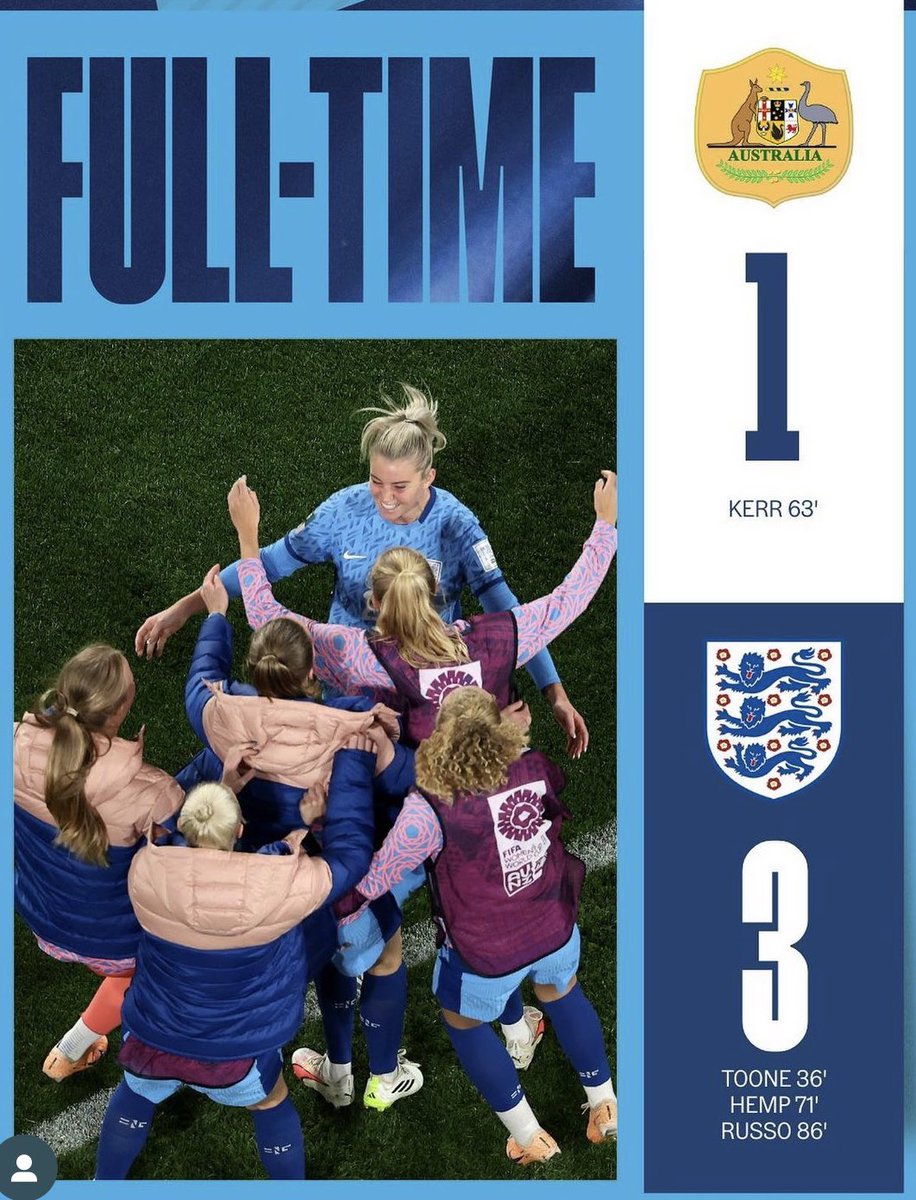 England beat Australia! 🏴󠁧󠁢󠁥󠁮󠁧󠁿🇦🇺

The Lionesses are through to the final of the World Cup!

Apparently their post match treat of choice is chips and gravy!

How will you be treating yourself and celebrating if we win against Spain on Sunday? 🏆⚽️
#WomensWorldCup2023