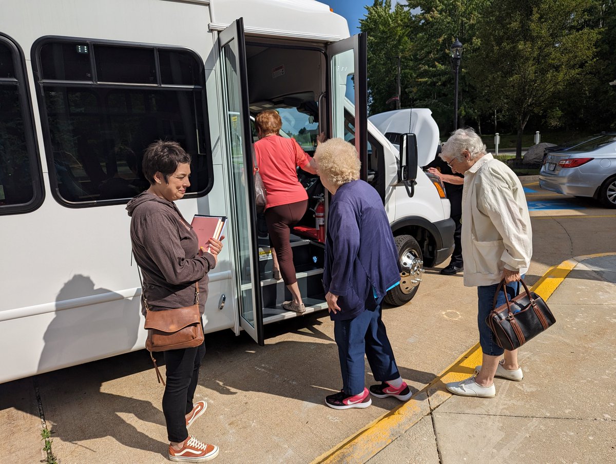 cityofmacedonia's tweet photo. Macedonia's new community bus — the #MacMobile — made its inaugural run yesterday with Mayor Molnar behind the wheel. The first trip took eight seniors to Hartville Kitchen as part of our #SeniorDayTrips program. For more details about the program, visit: https://t.co/r4J2KzwPlo https://t.co/2uGBxktTn8