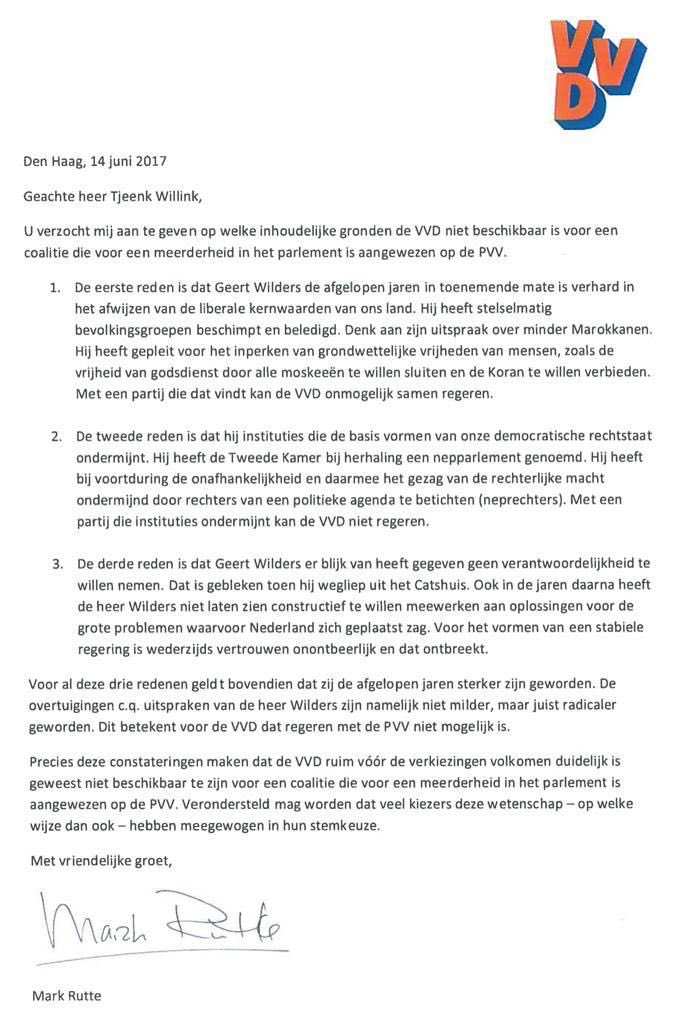 Rutte was hier 10 jaar lang glashelder over: met partijen die de Nederlandse kernwaarden afwijzen en de democratische rechtsstaat ondermijnen stap je niet in een coalitie. Dilan Yesilgöz kiest nu met de VVD helaas een andere weg.