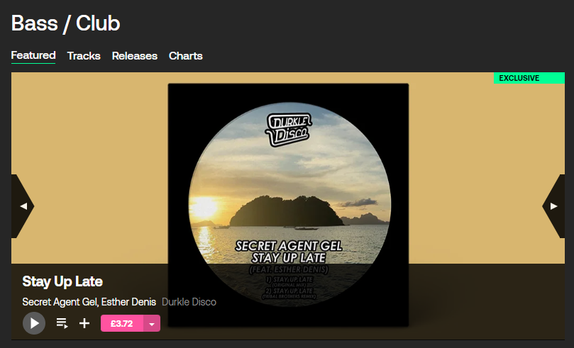 DURKLE DISCO (@durkledisco) on Twitter photo Nice to see the new one from <a href="/secretagentgel/">Secret Agent Gel</a> & Esther Denis + <a href="/Tribal_Brothers/">TribalBrothersUK</a> remix front & centre of both the Amapiano & Bass/Club genre pages on <a href="/beatport/">Beatport</a>. Thanks for the support!!
Cop it >>> beatport.com/release/stay-u… Nice to see the new one from <a href="/secretagentgel/">Secret Agent Gel</a> & Esther Denis + <a href="/Tribal_Brothers/">TribalBrothersUK</a> remix front & centre of both the Amapiano & Bass/Club genre pages on <a href="/beatport/">Beatport</a>. Thanks for the support!!
Cop it >>> beatport.com/release/stay-u…