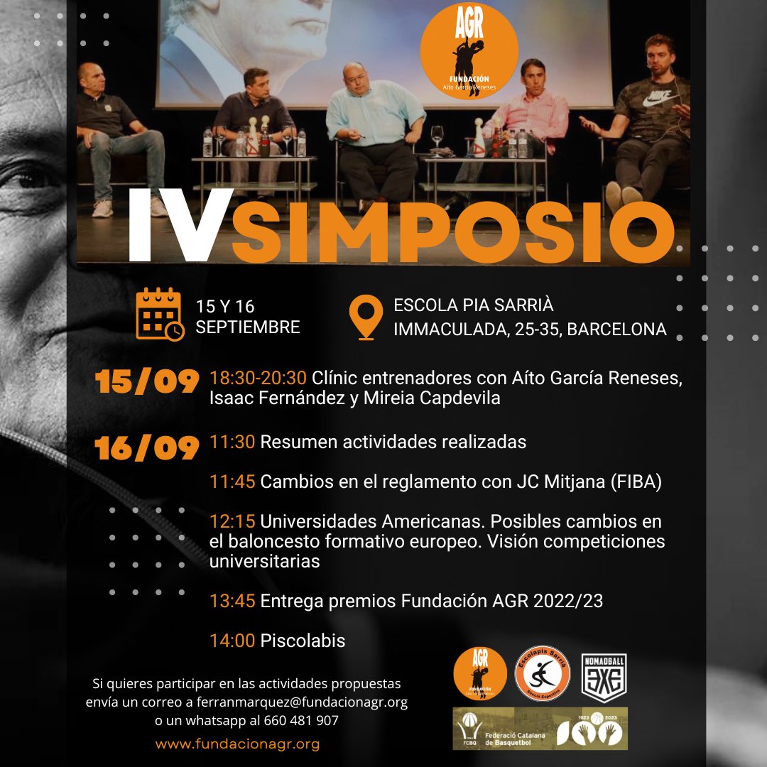 IV SIMPOSIO Fundación Aíto García Reneses

Seguimos trabajando en la mejora de nuestro baloncesto 🏀

¡No te lo pierdas!

📍 Escola Pia Sarrià (Barcelona)
📆 15 y 16 de septiembre