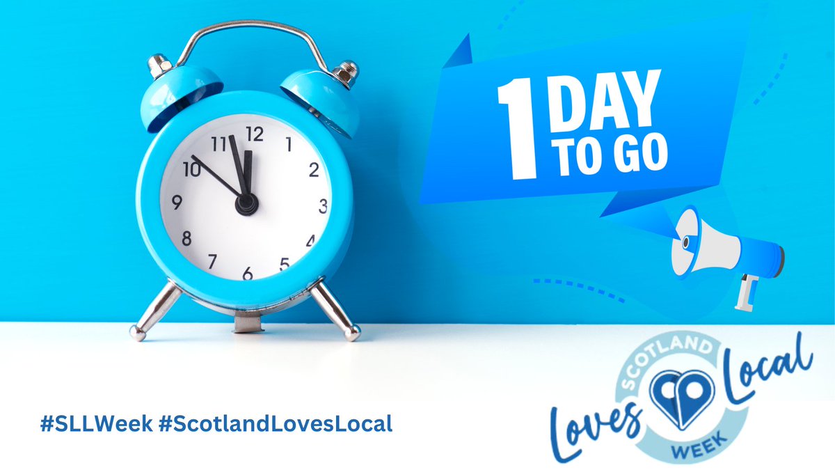 ScotlandsTowns's tweet image. The countdown is on! ✨

There is just one day to go until the first ever Scotland Loves Local Week begins - stay tuned for all the latest activity over the next 7 days 💙

#ScotlandLovesLocal #SLLWeek