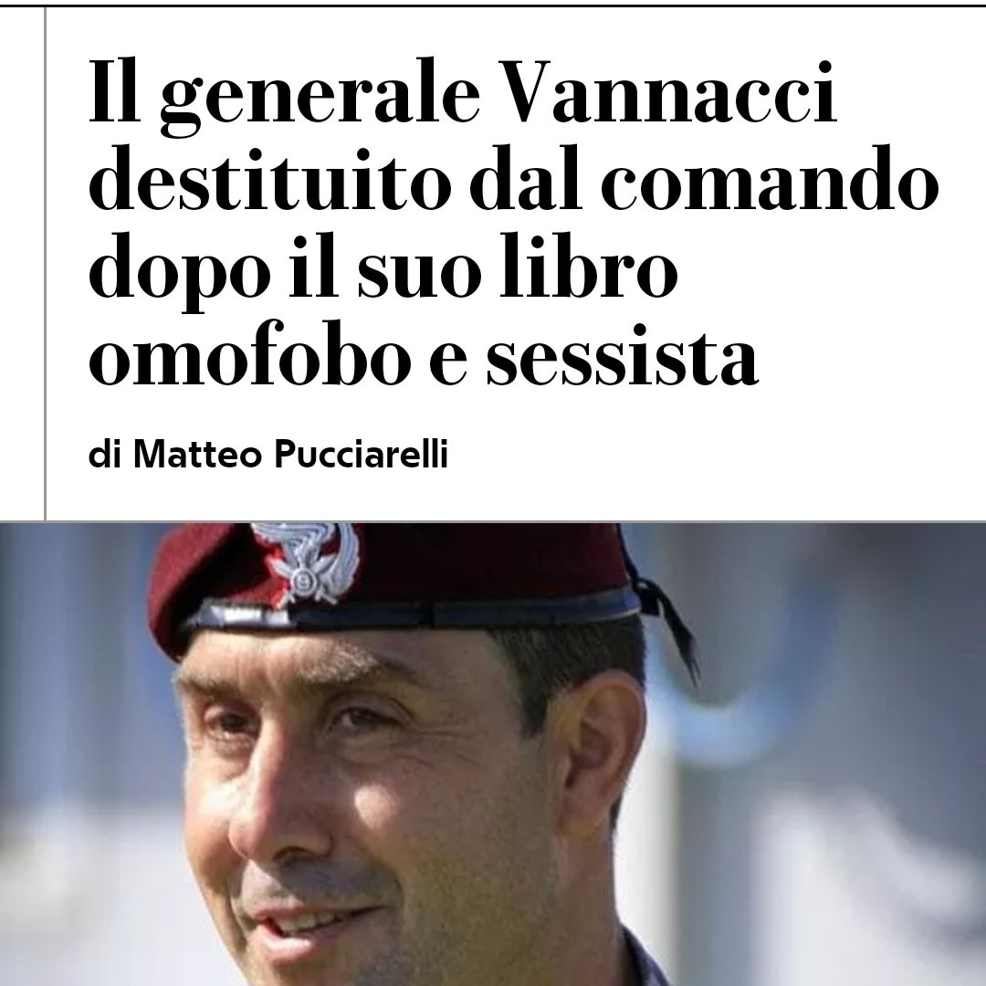 PossibileIt's tweet photo. È il minimo. Ma una persona che scrive cose del genere non può rappresentare lo Stato, non può fare parte delle forze armate in nessuna forma. Non finisce qui, l'attenzione su questa storia non deve abbassarsi. #Vannacci https://t.co/HCyjv7n6DT
