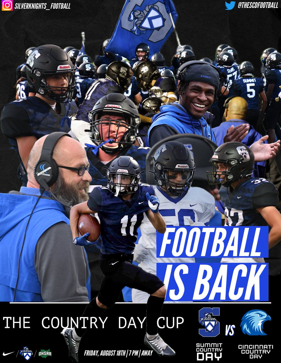 SCDAthletics's tweet photo. The 50th edition of the Country Day Cup takes place tonight in Indian Hill.
Knights Nation, we need you out in full force tonight as we take on the other Country Day!
#BeatCCD #KeepTheCup @theSCDFootball https://t.co/vtZusyDhOE