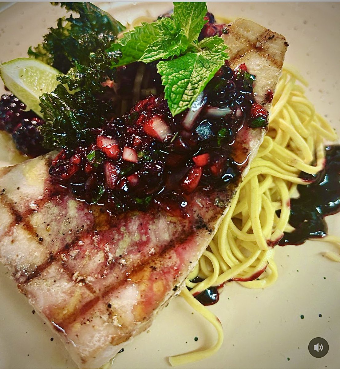 On tonight - Sword fish, locally foraged blackberries &amp; mint salsa! 😋 

thedroversarmsskipwith.com
01757 288088

#fish #freshfish #freshfishfriday #fishfriday #fishfridays #food #of #foodoftheday #foodofinstagram