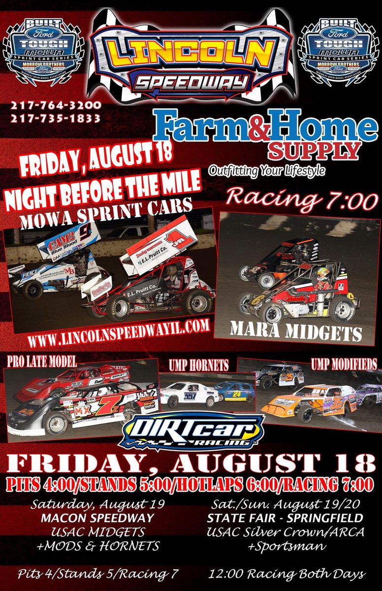 We’re back at Abe’s Favorite Place to race tonight - <a href="/LincolnILSpdwy/">Lincoln Speedway</a>!