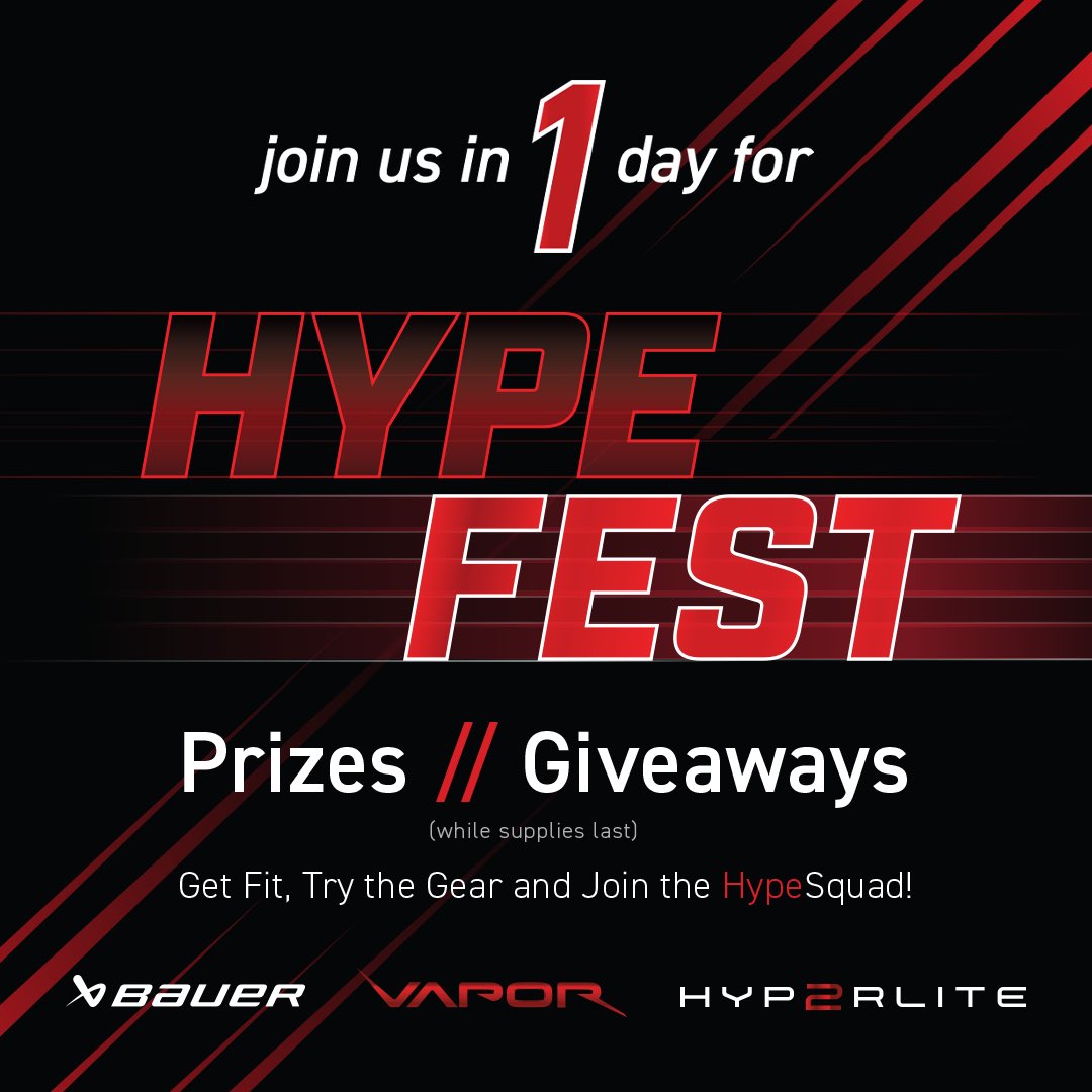 ALSSFS's tweet image. The Hype is back!  Join us tomorrow from 10-5 for Bauer #Hypefest! Free Bauer prizes to first 200 customers! Get #Gamefit with our Bauer scanners for skates, helmets and sticks. All in stock team apparel 20% off! Demo skates, sticks and gloves at huge savings. @bauerhockey
