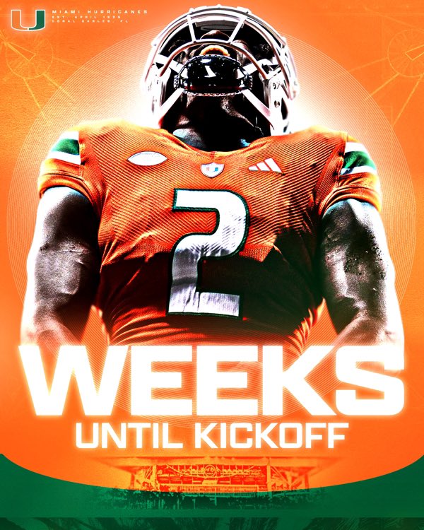 CanesFootball's tweet photo. Two weeks out 🙌

Tickets: https://t.co/uVvUfoD2th

#GoCanes https://t.co/zpgdJtgI2r