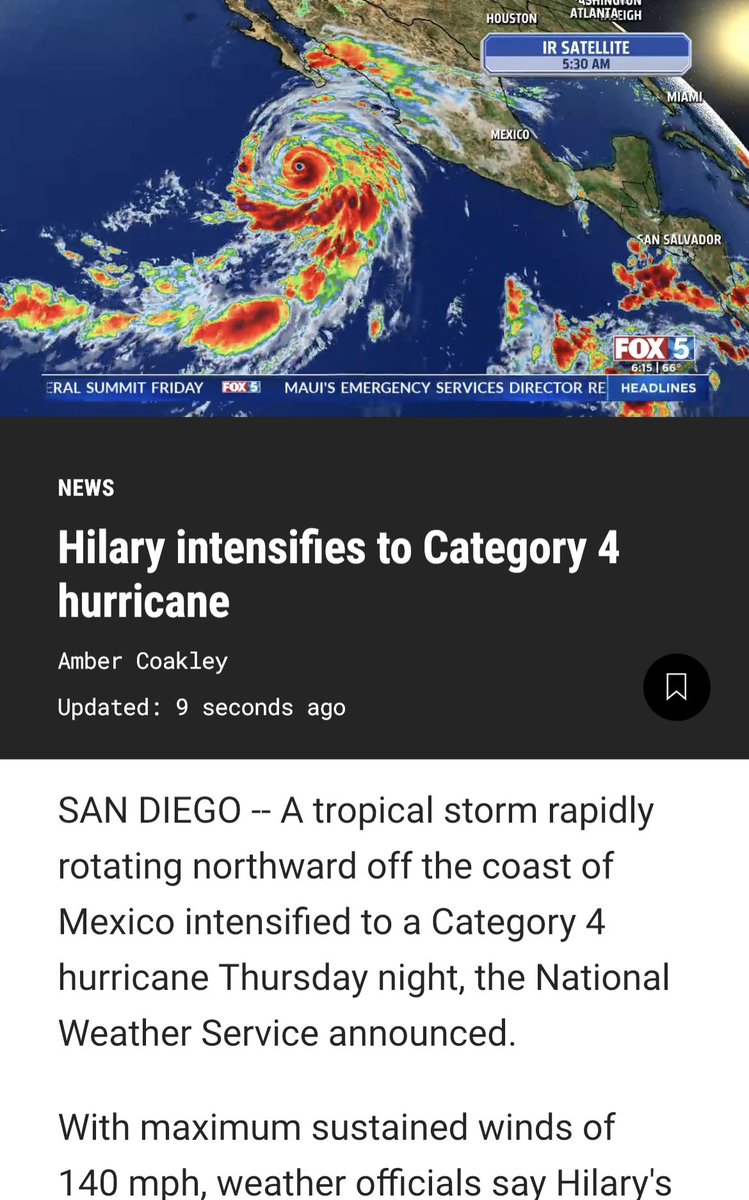 HeatherLakeFox5's tweet image. Tracking #HurricaneHilary as it makes its way towards San Diego.
Details on the timing &amp;amp; intensity this morning. 
Sign up for alerts on the @fox5sandiego mobile app. 
#sandiegowx #fox5sandiego