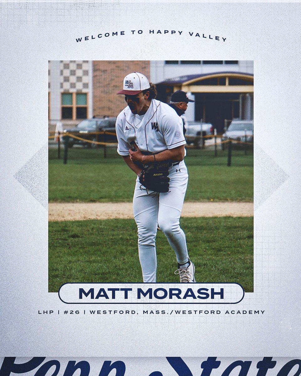 Welcome to Happy Valley, <a href="/matt52467794/">Matthew Morash</a>!

⚾️ Led Westford Academy to two conference championships
⚾️ Two-time Team MVP
⚾️ 6-0, 0.87 ERA, 68 K's in 2023

➡️ bit.ly/3DZXSlp

#WeAre