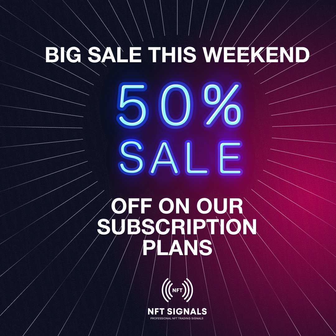 NFTCrypto_io's tweet photo. 🔥 Don't miss the weekend's hottest #deal! 

Score an incredible 50% discount on all subscription plans with code """"50ANN."""" 
Elevate your #NFT journey to new heights with #NFTSIGNALS, turbocharging your gains and possibilities. 🚀

Claim the Offer: https://t.co/AOP75EDtrF🔥 https://t.co/GR9AhBKrxn