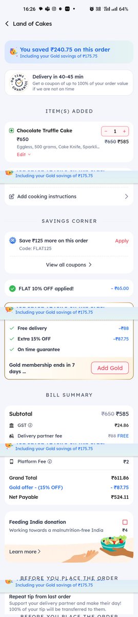 ManishTalukdar's tweet photo. @zomato  How come you're charging  different GST Percentage for the same item,  from the different outlets from the same chain ?? Does your GST change outlet to outlet?? 
Need some clarity on this. From one outlet you're charging 18%GST and other 4.24% GST

D https://t.co/vM2bP2badK
