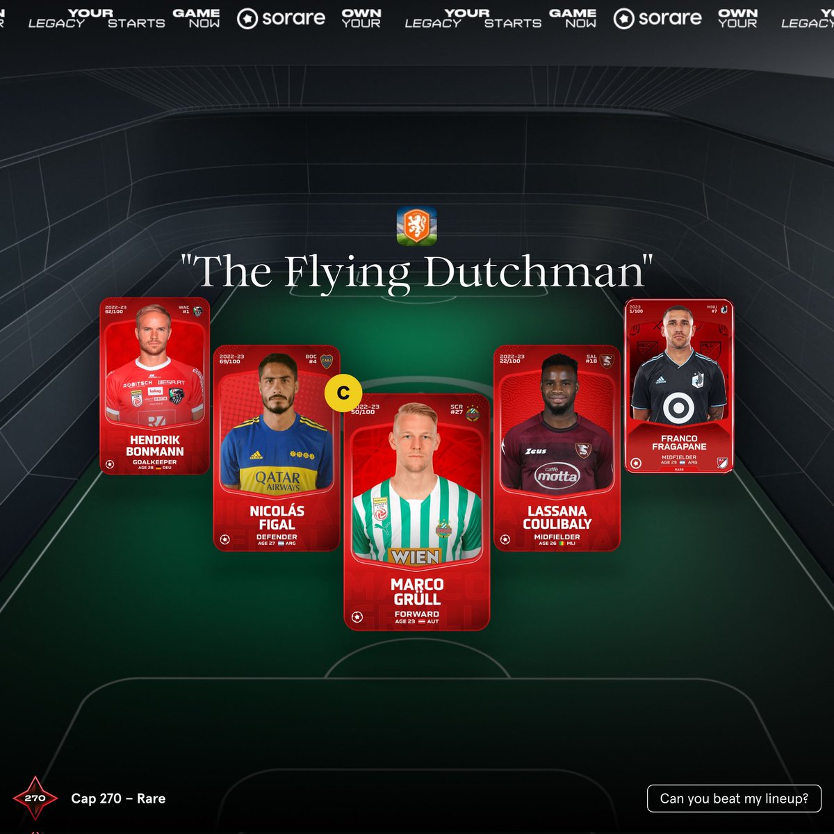 TFDSorare's tweet photo. GameWeek #399 has started❗My 37 lineups (7 training-teams included) are 🔐 locked & loaded🚀 and ready to start... Here are my 4️⃣ most promissing lineups. I will publish my Top 1️⃣0️⃣ Lineups on Instagram: https://t.co/BpUgY1CfRV #Sorare #OwnYourGame ⚽️ #BuildYourLegacy #Eredivisie #LaLiga #Bundesliga #PremierLeague #SerieA #Ligue1 #MLS #football #voetbal