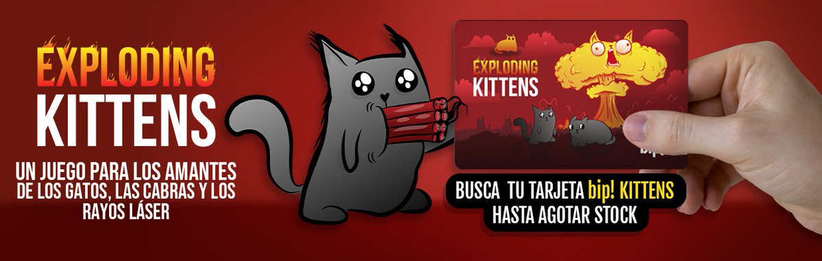 ¡Veo un lindo gatito! 🙀 Desde el 21 de agosto en boleterías de @metrodesantiago, estará disponible la tarjeta Bip! del juego #ExplodingKittens ¡No te quedes sin la tuya! 😸