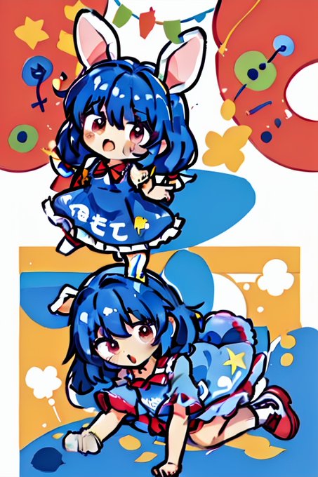 「blue hair star print」 illustration images(Latest)